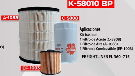 KIT DE FILTRO MITSUBISHI FUSO FL 360 (C-5808,A-1088,EF-1003)