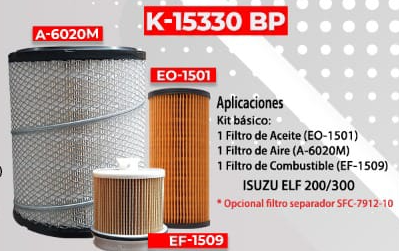 KIT DE FILTROS ISIZI ELF 200/300 (EO-1501,A6020M,EF-1509)